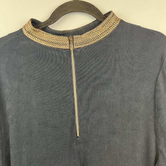 Chico's Travelers Navy Blue Dress w/Gold Braided Choker Neckline Size 3 - Picture 11 of 11